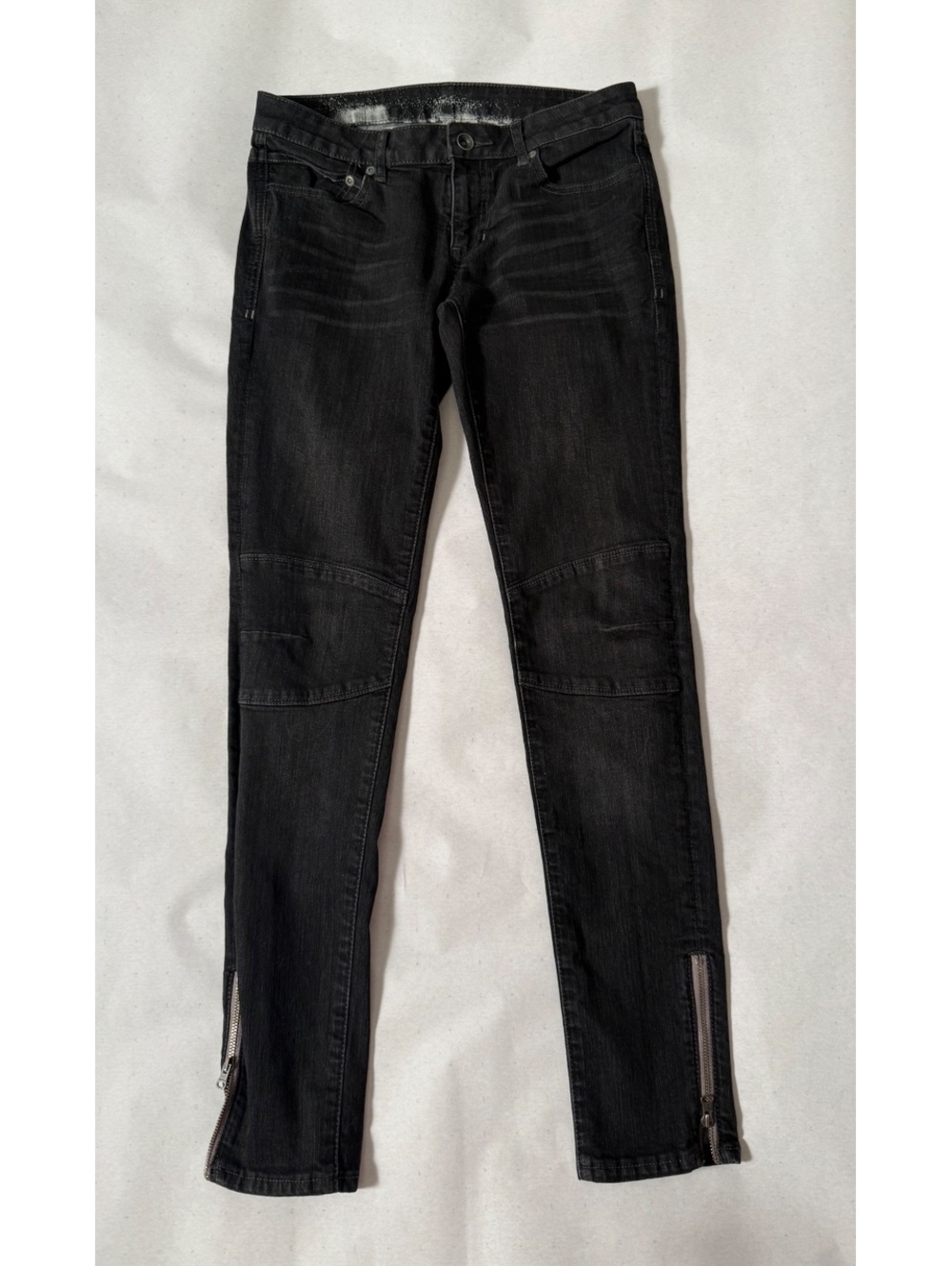 Converse One Star Black Moto Skinny Jeans 31 Ankle Zip Y2K